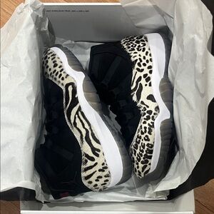 Jordan Women's Sneakers - Black and White Animal Print